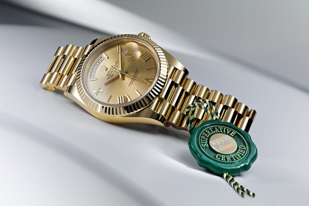 Rolex Day-Date 40 mit grünem Siegel