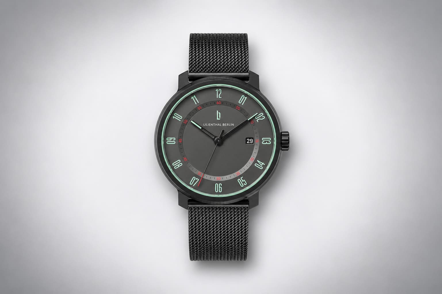 Lilienthal Berlin Neolux Automatik Herrenuhr grau-mint 42,5 mm
